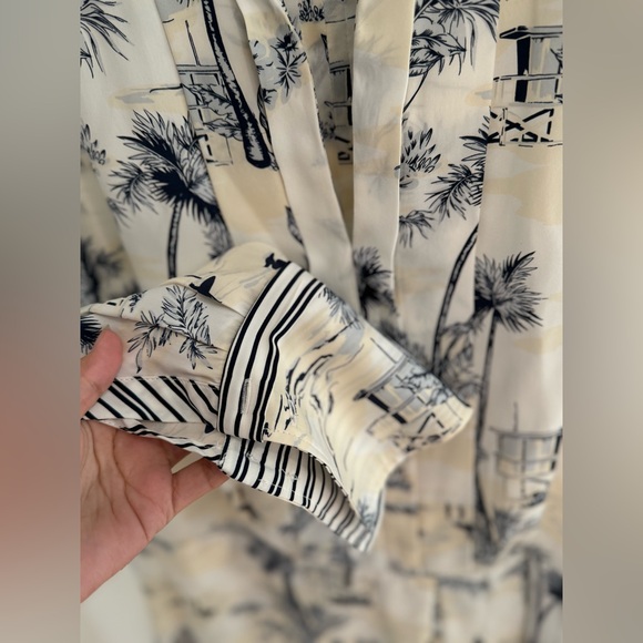 FRAME 
TOILE MIX LONG SLEEVE MINI DRESS 100% Silk - Picture 2 of 6